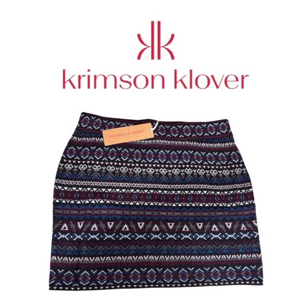 NWT Krimson Klover Sweater Skirt Women M Purple Fair Isle Merino Silk Mini